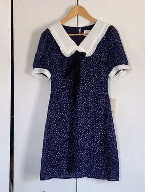 bohme Navy Polka Dot Dress with White Sailor Collar